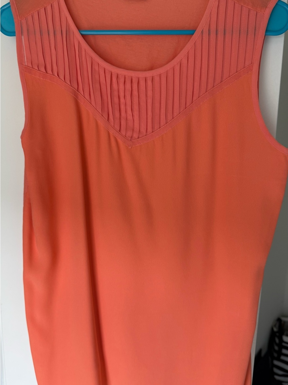 Massimo Dutti Coral-Peach Sleeveless Pleated Yoke Camisole